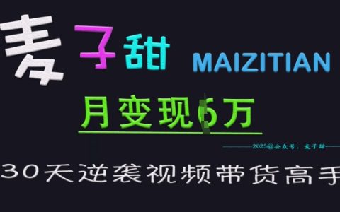 麥子甜視頻帶貨特訓營：30天從入門到高手，單月輕松突破6萬+變現技巧
