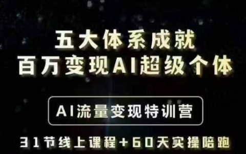 五大體系打造AI超級個體，手把手教你實現百萬收入的AI流量變現特訓營