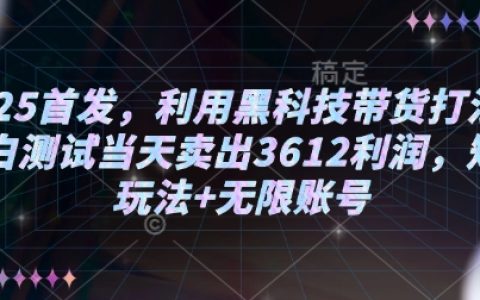 2025年最新黑科技帶貨技巧，小白首日盈利3612元，揭秘矩陣玩法與無限賬號操作