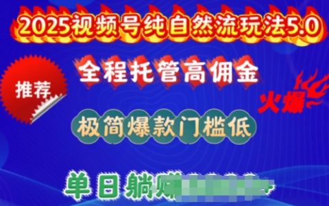 2025視頻號(hào)自然流量攻略5.0，全程托管高傭金模式，簡(jiǎn)易操作輕松打造爆款，日賺多單秘籍揭秘