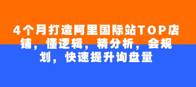 4個月打造阿里國際站TOP店鋪，懂邏輯，精分析，會規劃，快速提升詢盤量