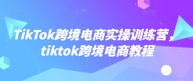 TikTok跨境電商實(shí)操訓(xùn)練營，tiktok跨境電商教程