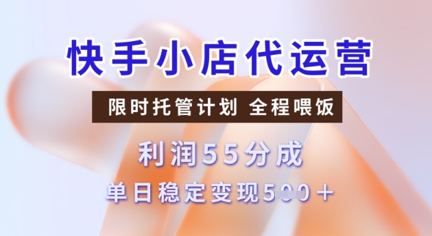 快手小店代運營3.0，模式新升級，收益55分，穩定單日5張【揭秘】
