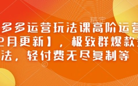 拼多多高級(jí)運(yùn)營(yíng)玩法課程【2月更新】：深度解析極致群爆款策略，輕付費(fèi)無(wú)限復(fù)制技巧
