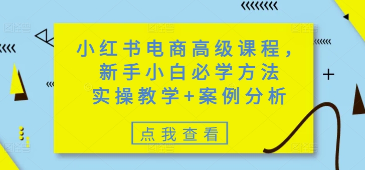 小紅書電商高級課程，新手小白必學方法，實操教學+案例分析