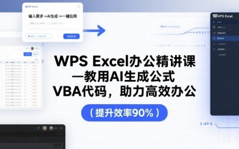 WPS Excel辦公精講課，教用 AI 生成公式，VBA 代碼，助力高效辦公