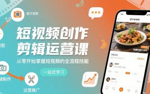 短視頻創作剪輯運營課，從零開始掌握短視頻的全流程技能