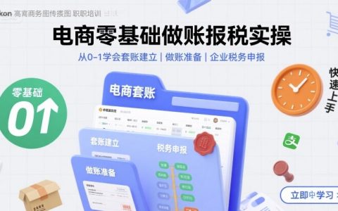 電商零基礎做賬報稅實操快速上手，從0-1學會套賬建立，做賬準備，企業(yè)稅務申報