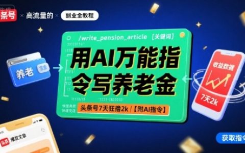用AI萬能指令寫養老金，頭條號7天狂擼2k【附AI指令】