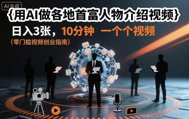 用AI做各地首富人物介紹視頻,日入3張,10分鐘一個(gè)視頻