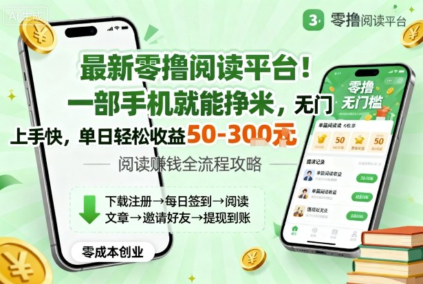 最新零擼閱讀平臺!一部手機就能掙米,無門檻上手快,單日輕松收益50-3張【揭秘】