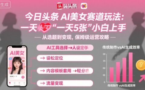 今日頭條AI美女賽道玩法，一天輕松5張，小白輕松上手