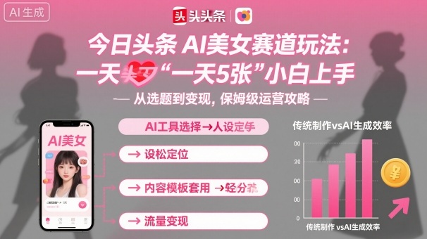 今日頭條AI美女賽道玩法，一天輕松5張，小白輕松上手