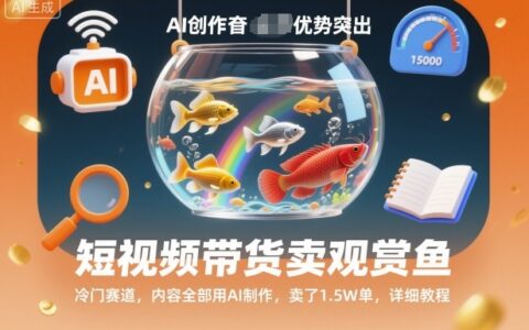 短視頻帶貨賣觀賞魚，冷門賽道，內容全部用AI制作，賣了1.5W單，詳細教程