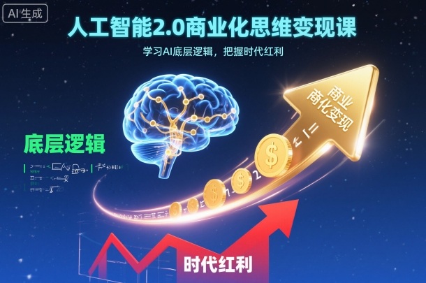人工智能2.0商業(yè)化思維變現(xiàn)課，學(xué)習(xí)AI底層邏輯，把握時代紅利