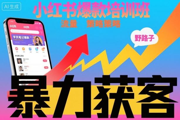 小紅書爆款培訓(xùn)班，小紅書獲客野路子流量打法，暴力持續(xù)獲客