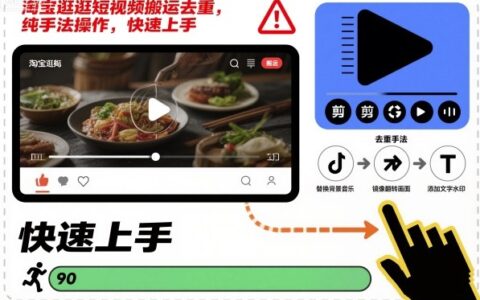 淘寶逛逛短視頻搬運去重，純手法操作，快速上手