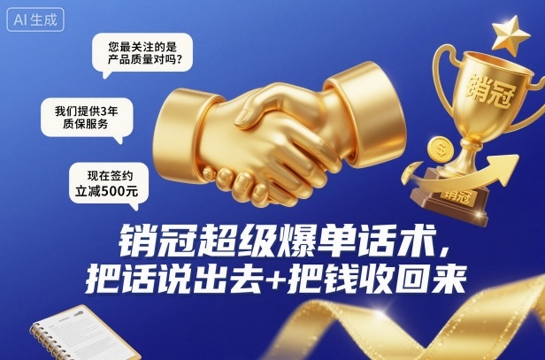 銷冠超級爆單話術,把話說出去+把錢收回來