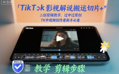 TikTok影視解說搬運切片+二創剪輯教學，過中過原創，TK中視頻創作者新手必看