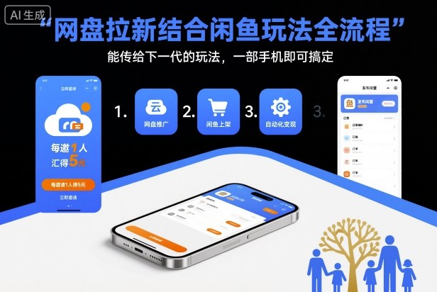 網盤拉新結合閑魚玩法全流程,能傳給下一代的玩法,一部手機即可搞定(附入口渠道以及實操教程)