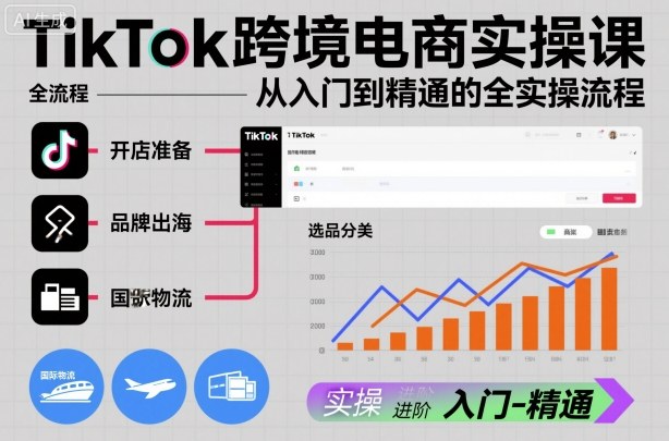 TikTok跨境電商實操課，從入門到精通的全實操流程