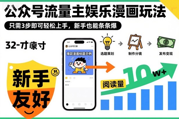 ??????????????????????????????????????????????公眾號流量主娛樂漫畫玩法，只需3步即可輕松上手，新手也能條條爆