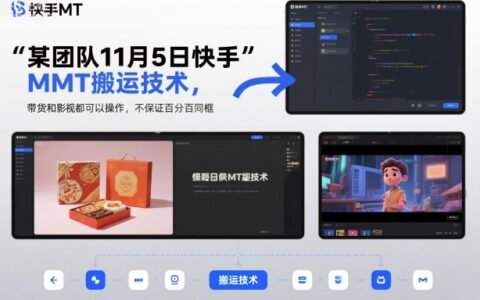 某團隊11月5日快手MT搬運技術，帶貨和影視都可以操作，不保證百分百同框，自測