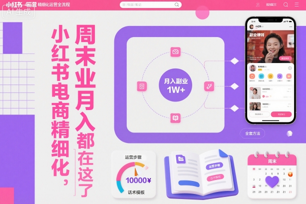 小紅書電商精細化運營全流程，周末副業月入1W+，全套方法都在這了