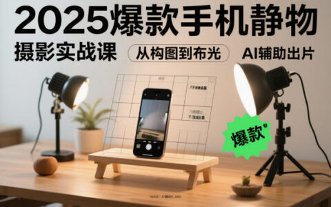 2025爆款手機靜物攝影實戰課，從構圖到布光，不用貴設備，AI輔助出片