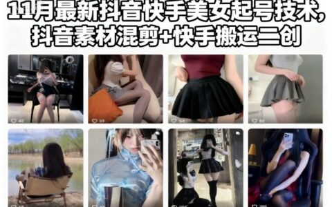 11月最新抖音快手美女起號技術(shù)，抖音素材混剪+快手搬運二創(chuàng)
