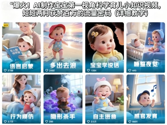 爆火！AI制作寶寶第一視角科學育兒小知識視頻，短短兩月獲贊百萬的流量密碼（詳細教學）