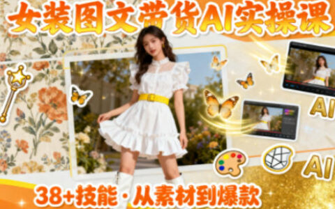 女裝圖文帶貨的AI實操課，覆蓋38個實用技能，快速提升素材制作效率