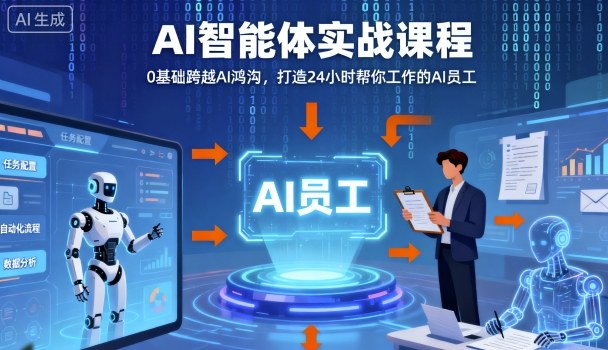 Ai智能體實戰課程，0基礎跨越Ai鴻溝，打造24小時幫你工作的Ai員工，打破常規，以實戰定義Ai