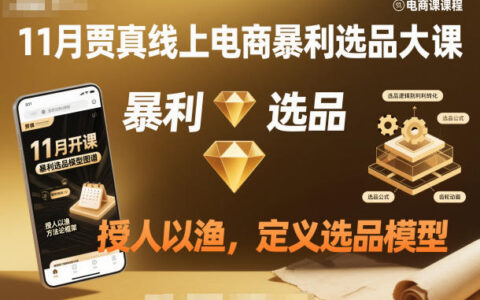 11月賈真線上電商暴利選品大課，授人以漁，定義選品模型