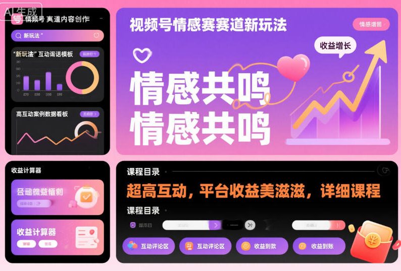 視頻號(hào)情感賽道新玩法，超高互動(dòng)，平臺(tái)收益美滋滋，詳細(xì)課程