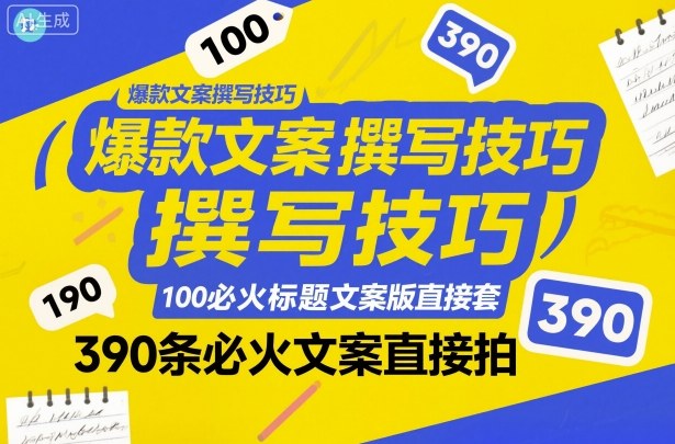 爆款文案撰寫技巧,100個必火標題文案模版直接套,390條必火文案直接拍