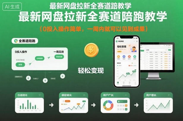 最新網盤拉新全賽道陪跑教學，0投入操作簡單，一周內就可以見到成果