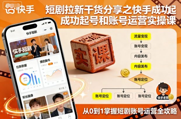 短劇拉新干貨分享之快手成功起號和賬號運營實操課