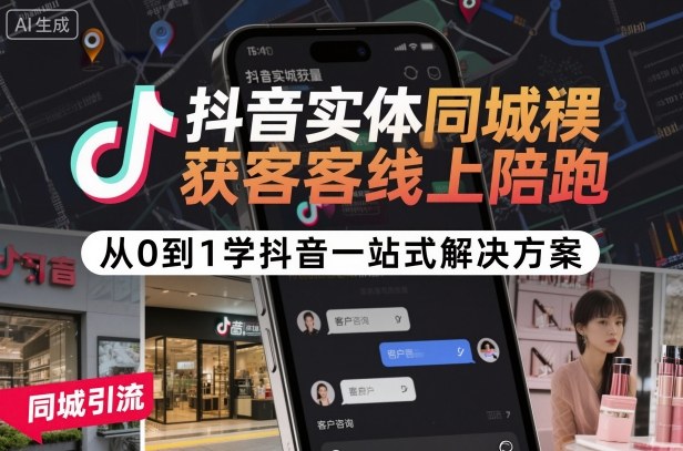 抖音實(shí)體同城獲客線上陪跑，從0到1學(xué)抖音一站式解決方案