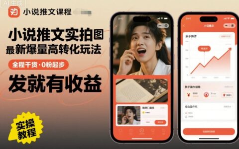 小說推文實拍雙圖文最新爆量高轉化玩法，全程干貨，0粉起步，發就有收益