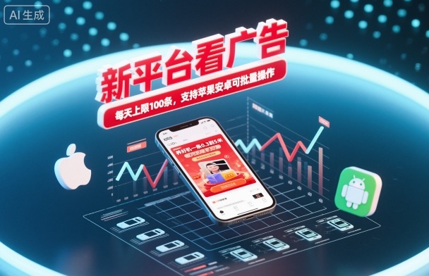 新平臺看廣告,養好機一條0.3到5米,每天上限100條,支持蘋果安卓可批量操作