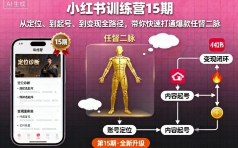 小紅書訓練營15期，從定位、到起號、到變現全路徑，帶你快速打通爆款任督二脈