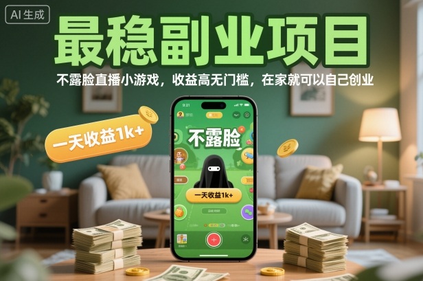 最穩(wěn)副業(yè)項目，不露臉直播小游戲，收益高無門檻，一天收益1k+，在家就可以自己創(chuàng)業(yè)【揭秘】