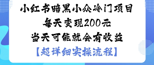 小紅書暗黑小眾冷門項目每天變現2張當天可能就會有收益