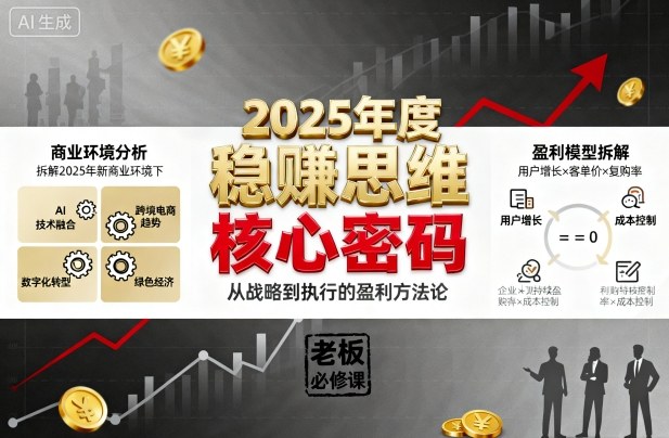 2025年度穩賺思維老板創業營,拆解2025年新商業環境下,企業實現持續盈利的核心密碼