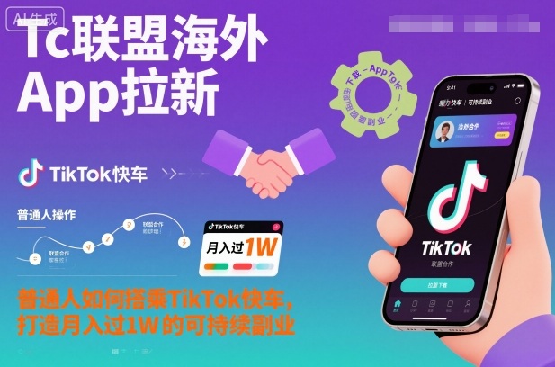 Tc聯(lián)盟海外App拉新：普通人如何搭乘TikTok快車，打造月入過1W的可持續(xù)副業(yè)