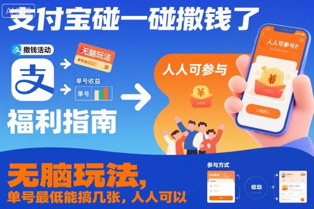 支付寶碰一碰撒錢了，無腦玩法，單號最低能搞幾張，人人可以擼【揭秘】