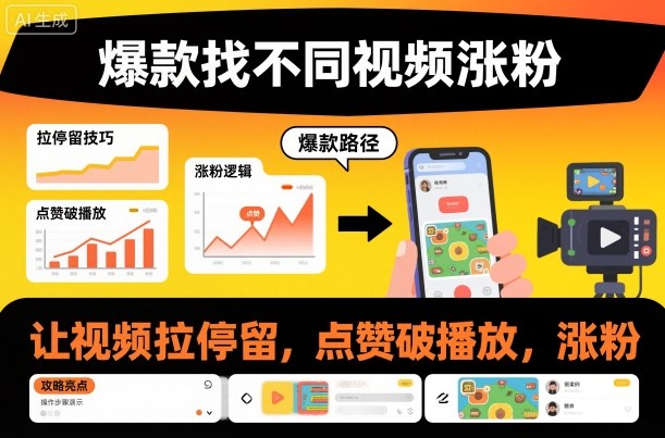 爆款找不同視頻漲粉，讓視頻拉停留，實現點贊，破播放，漲粉