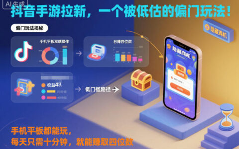 抖音手游拉新，一個被低估的偏門玩法！手機(jī)平板都能玩，每天只需十分鐘，就能賺取四位數(shù)【揭秘】