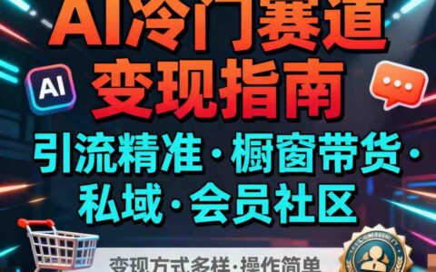 AI冷門賽道，引流精準(zhǔn)，櫥窗帶貨+私域+會(huì)員社區(qū)，變現(xiàn)方式多樣，操作簡(jiǎn)單